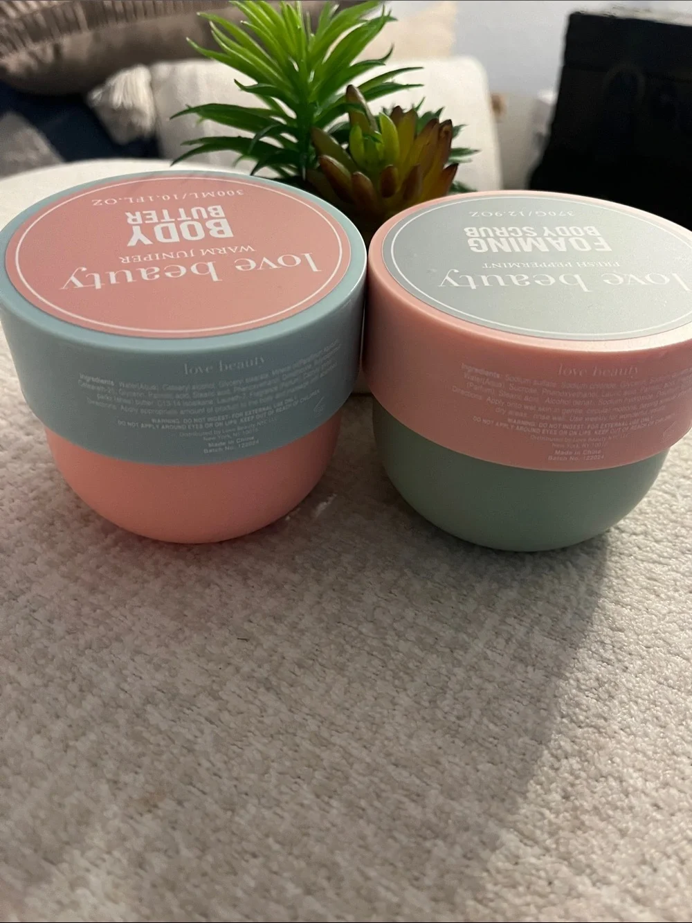 Love Beauty Pink & Mint Foaming Body Scrub and Body Butter Duo